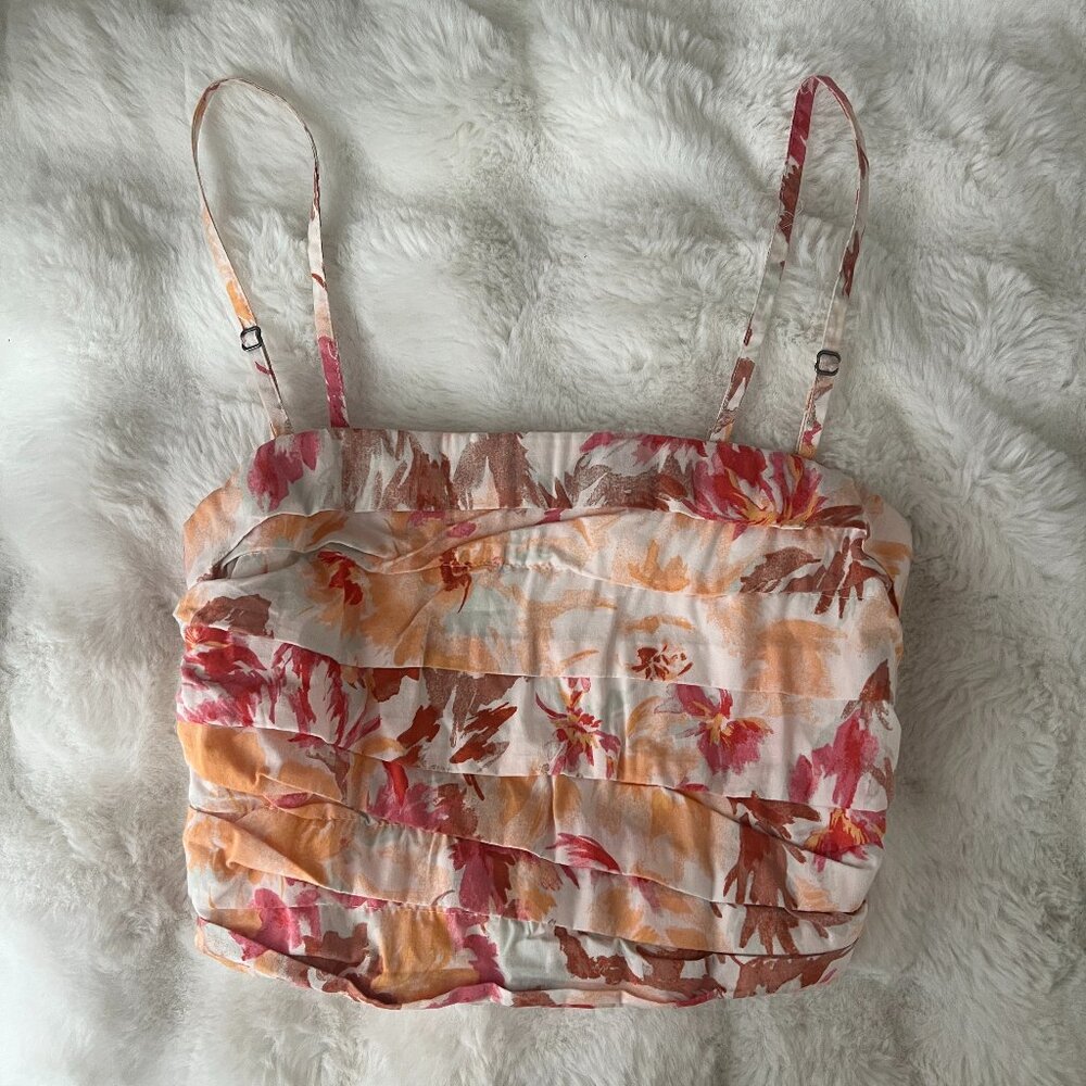 Abercrombie & Fitch Floral Poplin Ruched Tank